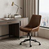 Light Brown and Black Adjustable Height Swivel Rolling Office Chair
