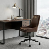 Dark Brown and Black Adjustable Height Swivel Rolling Office Chair