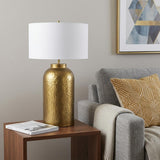 30" Gold Novelty Table Lamp With Drum Shade