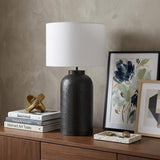 30" Black Novelty Table Lamp With Drum Shade