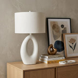31" White Novelty Table Lamp With Drum Shade