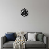 15" Black Metal Analog Round Wall Clock