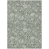 3' X 5' Green And Ivory Floral Washable Indoor Outdoor Area Rug