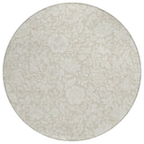 8' Beige And Ivory Round Floral Washable Indoor Outdoor Area Rug