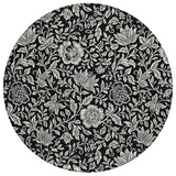 8' Black And Ivory Round Floral Washable Indoor Outdoor Area Rug