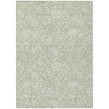 3' X 5' Green And Ivory Floral Washable Indoor Outdoor Area Rug