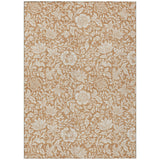 3' X 5' Copper And Ivory Floral Washable Indoor Outdoor Area Rug