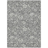 3' X 5' Gray And Ivory Floral Washable Indoor Outdoor Area Rug