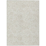 5' X 8' Ivory And Beige Floral Washable Indoor Outdoor Area Rug