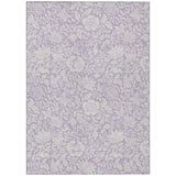 3' X 5' Lavender And Ivory Floral Washable Indoor Outdoor Area Rug
