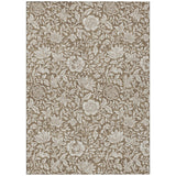 5' X 8' Brown And Ivory Floral Washable Indoor Outdoor Area Rug