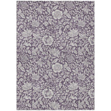 3' X 5' Plum And Ivory Floral Washable Indoor Outdoor Area Rug