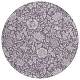 8' Plum And Ivory Round Floral Washable Indoor Outdoor Area Rug