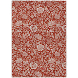 3' X 5' Red And Ivory Floral Washable Indoor Outdoor Area Rug