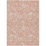 5' X 8' Salmon And Ivory Floral Washable Indoor Outdoor Area Rug