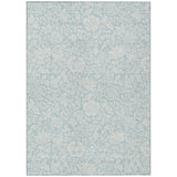 3' X 5' Sky Blue And Ivory Floral Washable Indoor Outdoor Area Rug