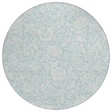 8' Sky Blue And Ivory Round Floral Washable Indoor Outdoor Area Rug
