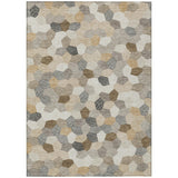 3' X 5' Beige And Ivory Geometric Washable Indoor Outdoor Area Rug