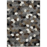 3' X 5' Black And Ivory Geometric Washable Indoor Outdoor Area Rug