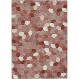 3' X 5' Burgundy And Ivory Geometric Washable Indoor Outdoor Area Rug
