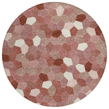 8' Burgundy And Ivory Round Geometric Washable Indoor Outdoor Area Rug