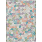 5' X 8' Pearl And Ivory Geometric Washable Indoor Outdoor Area Rug