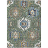 3' X 5' Green And Brown Tribal Washable Indoor Outdoor Area Rug