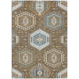 3' X 5' Brown And Beige Tribal Washable Indoor Outdoor Area Rug
