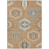 3' X 5' Copper And Beige Tribal Washable Indoor Outdoor Area Rug