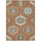 3' X 5' Orange And Ivory Tribal Washable Indoor Outdoor Area Rug