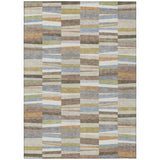 3' X 5' Beige And Ivory Striped Washable Indoor Outdoor Area Rug