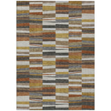 3' X 5' Coffee And Ivory Striped Washable Indoor Outdoor Area Rug