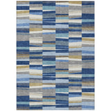 3' X 5' Navy Blue And Denim Blue Striped Washable Indoor Outdoor Area Rug
