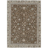 3' X 5' Chocolate And Taupe Botanical Leaves Washable Indoor Outdoor Area Rug