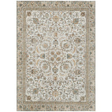 5' X 8' Ivory And Beige Botanical Leaves Washable Indoor Outdoor Area Rug