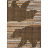 5' X 8' Brown And Black Abstract Washable Indoor Outdoor Area Rug