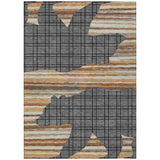 3' X 5' Gray And Brown Abstract Washable Indoor Outdoor Area Rug