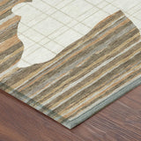 5' X 8' Ivory And Gray Abstract Washable Indoor Outdoor Area Rug