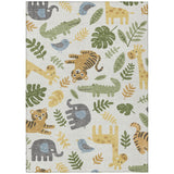 3' X 5' Ivory And Beige Abstract Washable Indoor Outdoor Area Rug