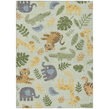 3' X 5' Mint Green And Ivory Abstract Washable Indoor Outdoor Area Rug