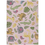 3' X 5' Pink And Ivory Abstract Washable Indoor Outdoor Area Rug