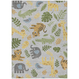 3' X 5' Silver And Ivory Abstract Washable Indoor Outdoor Area Rug