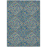 3' X 5' Blue And Yellow Abstract Washable Indoor Outdoor Area Rug