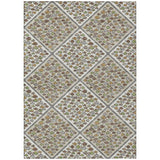 5' X 8' Ivory And Beige Abstract Washable Indoor Outdoor Area Rug