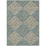 3' X 5' Teal Blue And Beige Abstract Washable Indoor Outdoor Area Rug