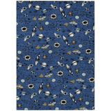 3' X 5' Blue And Black Animal Print Washable Indoor Outdoor Area Rug
