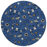 8' Blue And Black Round Animal Print Washable Indoor Outdoor Area Rug