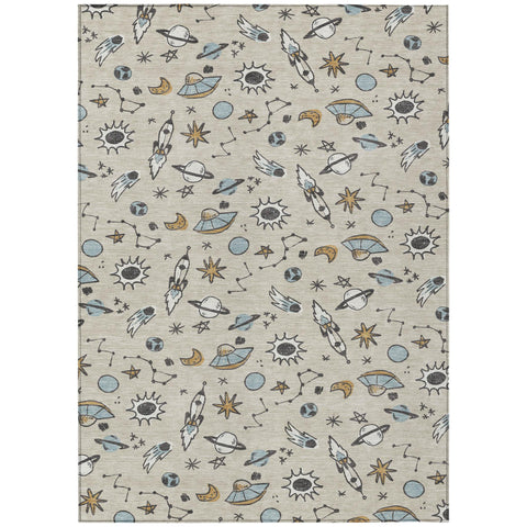 3' X 5' Beige And Gray Animal Print Washable Indoor Outdoor Area Rug