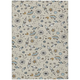 5' X 8' Beige And Gray Animal Print Washable Indoor Outdoor Area Rug
