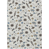5' X 8' Ivory And Gold Animal Print Washable Indoor Outdoor Area Rug